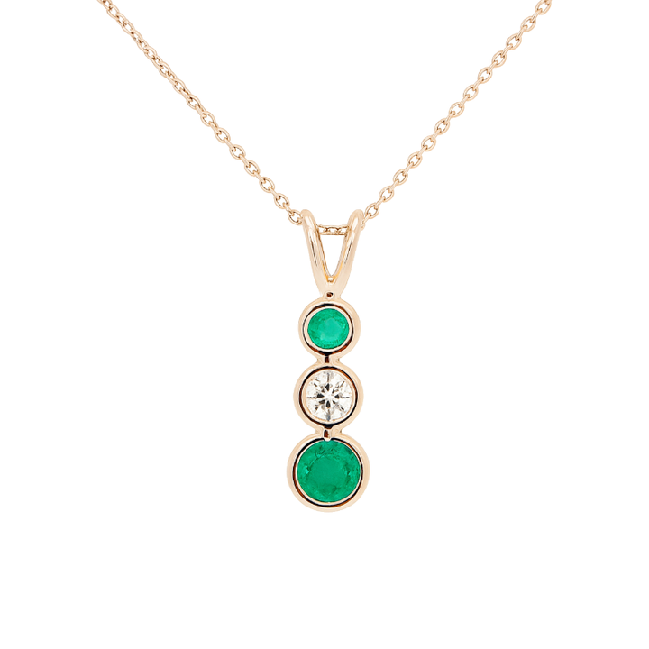 Emerald Diamond Pendant 14K Yellow Gold