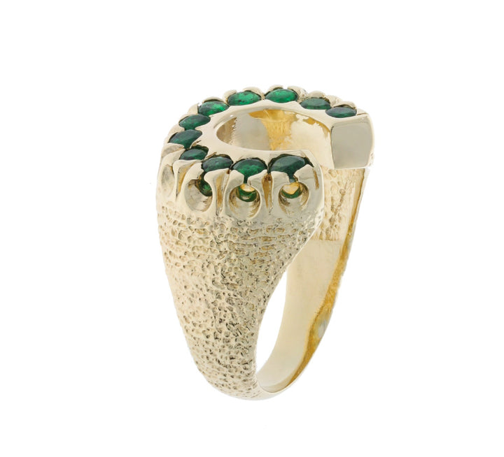 Horseshoe Emerald Ring 14K Yellow Gold 1.20 CTW