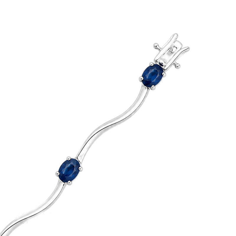 Sapphire Bracelet 3.36CT 14K White Gold Oval