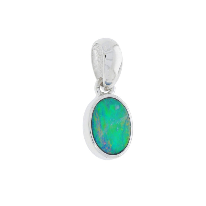 Opal Bezel Pendent 14K White Gold 0.38CT