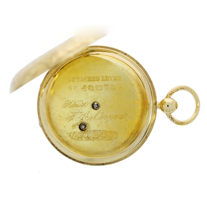 F.H. Cooper London 1880's 18K Yellow Gold Hunting Case Pocket Watch