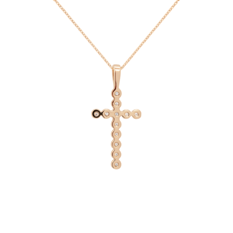 Minimalist Diamond Cross Pendant 14K Yellow Gold .06CTW