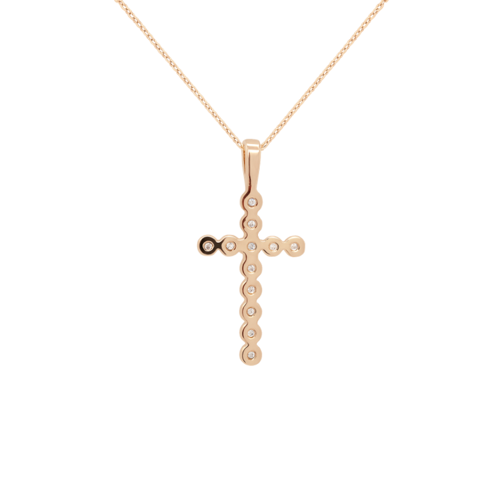 Minimalist Diamond Cross Pendant 14K Yellow Gold .06CTW