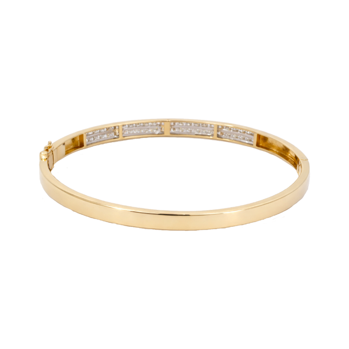 Diamond Channel Set Bangle Bracelet 18K Yellow Gold 1.44CTW