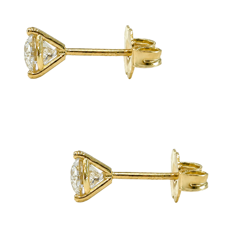 Old European Cut Diamond Stud Earrings 0.91CTW 14K Yellow Gold