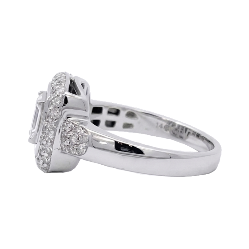 Invisible Set Princess Cut Natural Diamond Cluster Halo Ring 14K White Gold