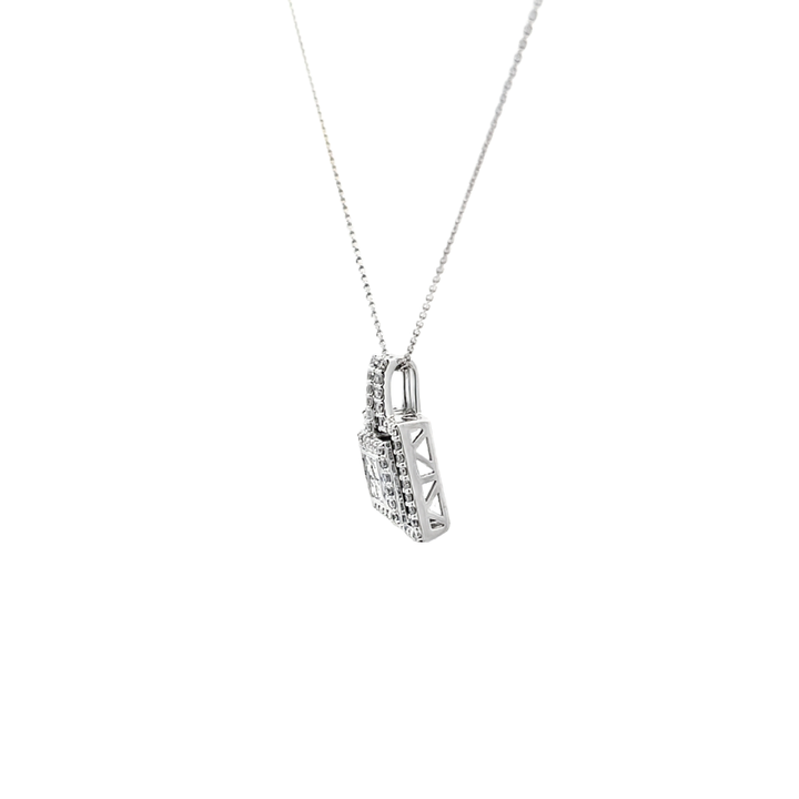 Invisible Set Diamond Pendant 14K White Gold .64CTW