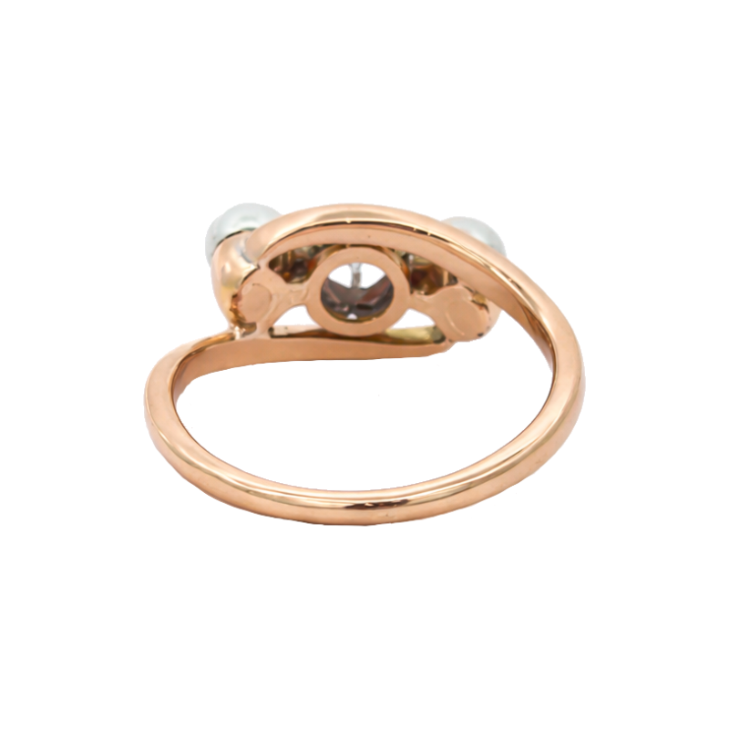 Vintage Pearl Diamond Ring 14K Two Tone .23CT