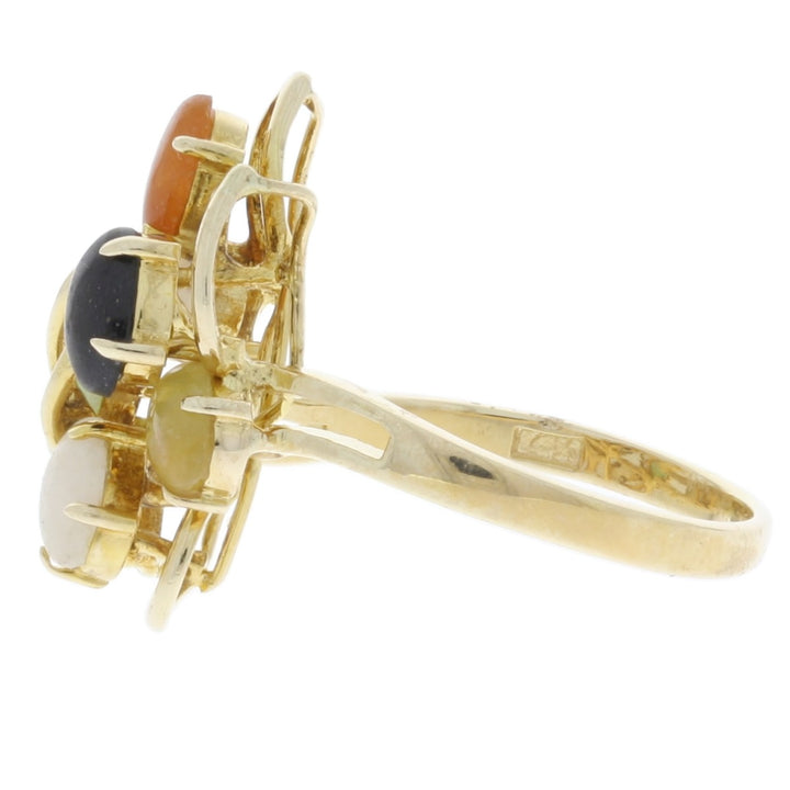 Multi-Color Jade Ring 14K Yellow Gold