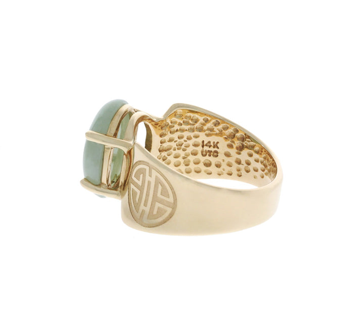 Oval Jade Ring 14K Yellow Gold