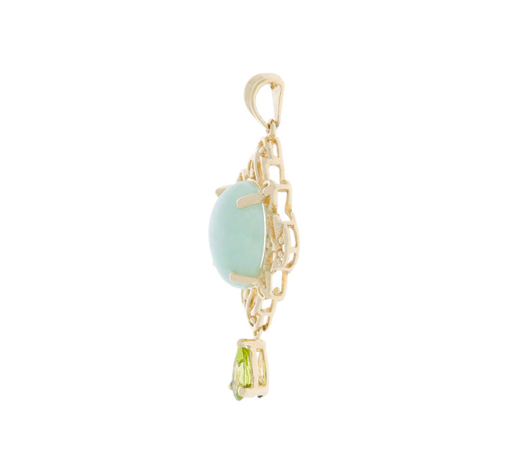 Jade Peridot Pendant 14K Yellow Gold