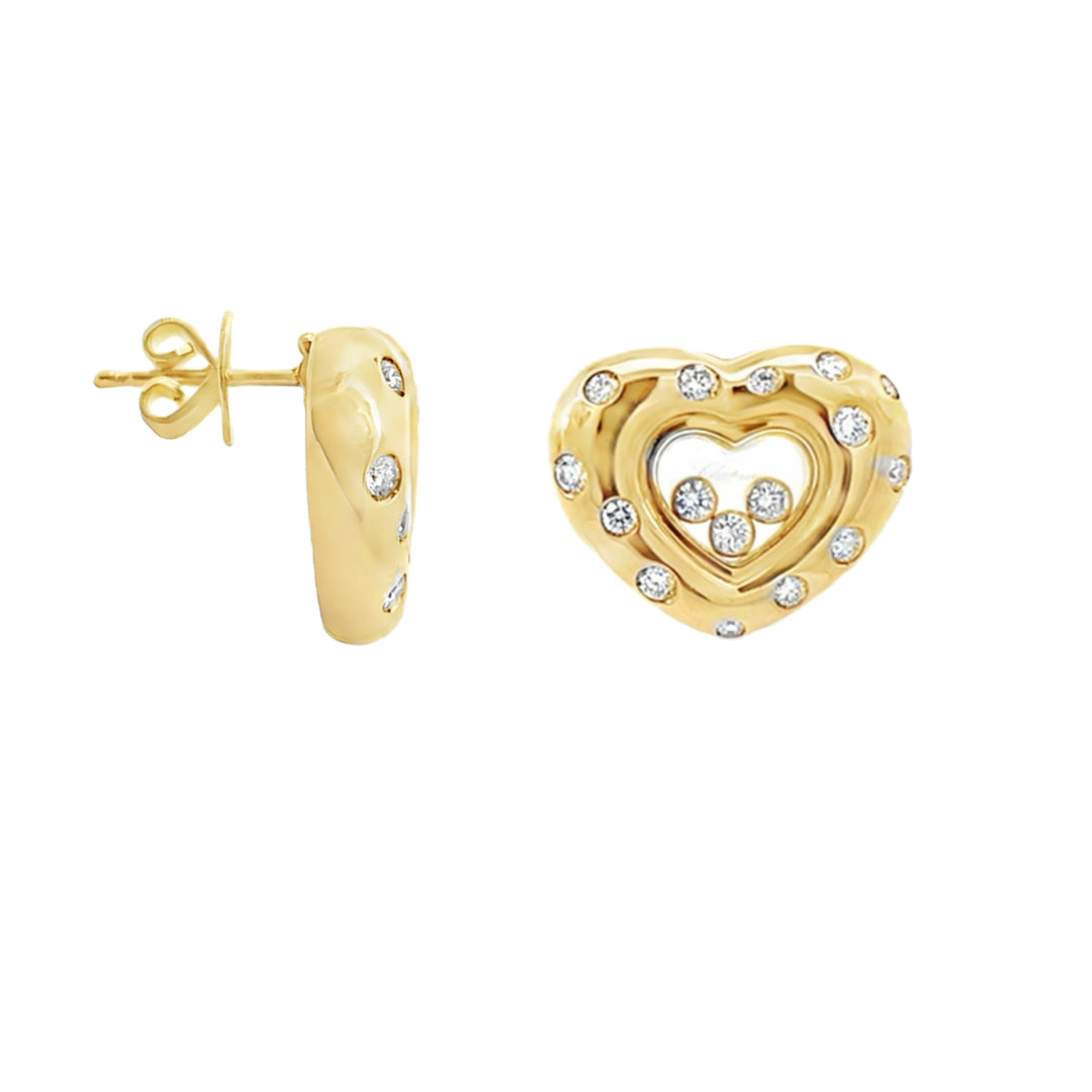 Chopard Heart Diamond Earrings 18K Yellow Gold