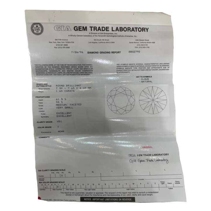 Tiffany & Co. Diamond Engagement Solitaire Ring Platinum 1.65CT