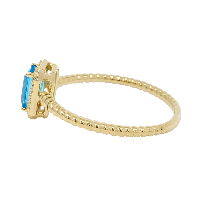Topaz Diamond Halo Ring 14K Yellow Gold 2CT