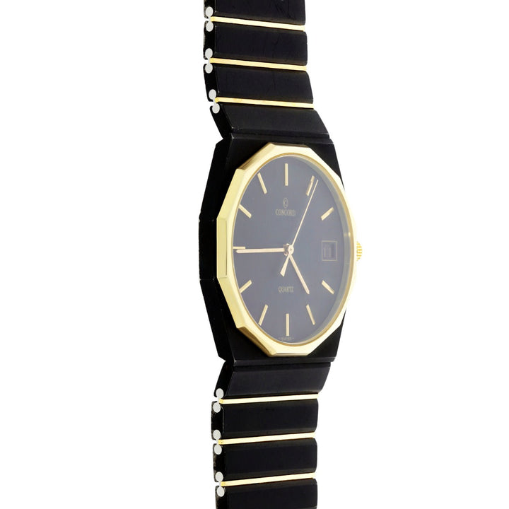 Concord Mariner Quartz Black Stainless Steel & 14K Yellow Gold Watch