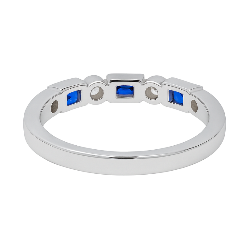 Sapphire Diamond Band 14K White Gold .43CTW