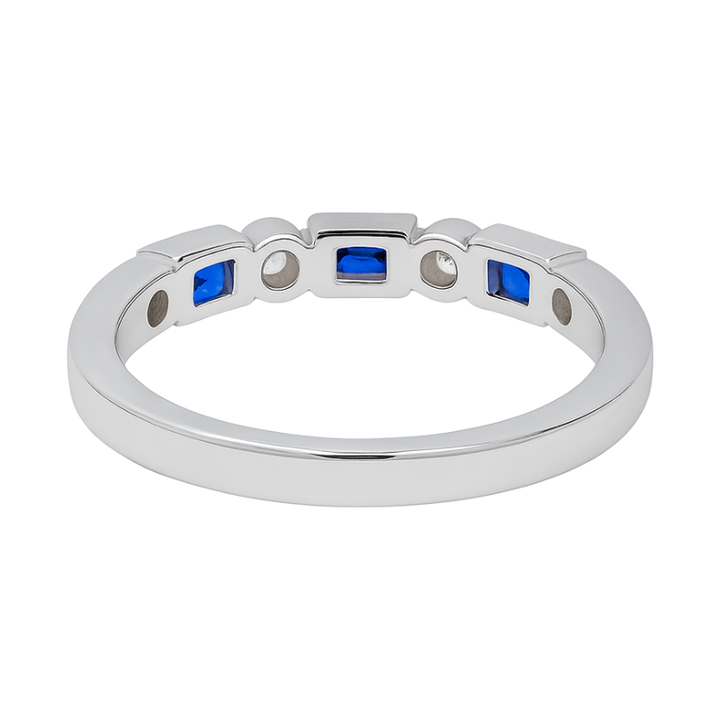 Sapphire Diamond Band 14K White Gold .43CTW