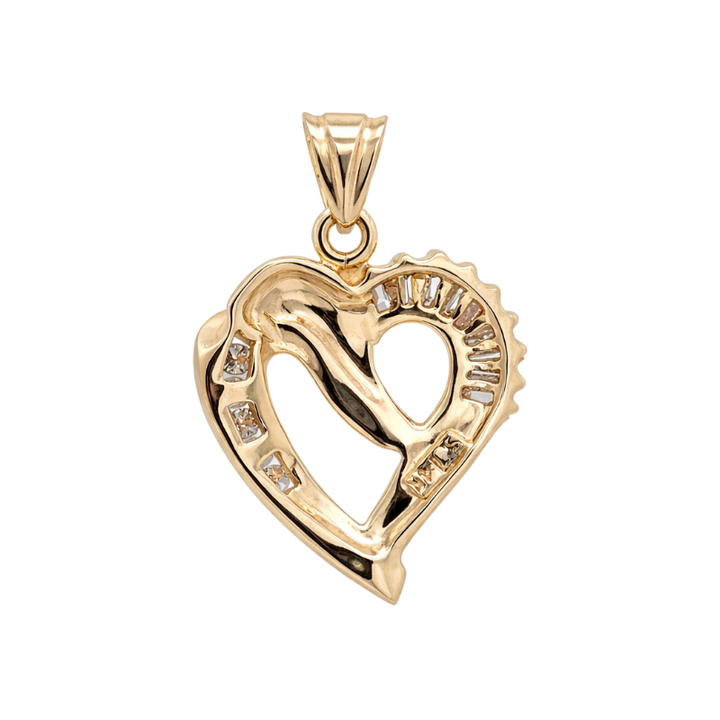 Diamond Cursive Heart Pendant 14K Yellow Gold .58CTW
