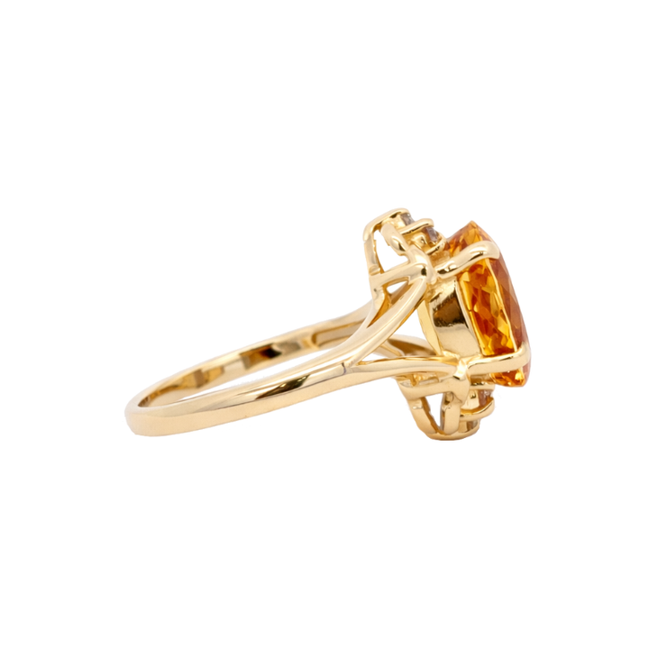 Citrine & Diamond Ring 14K Yellow Gold 3.52CT