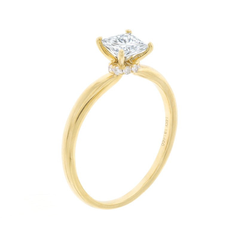 Diamond Hidden Halo Mounting Setting 14K Yellow Gold