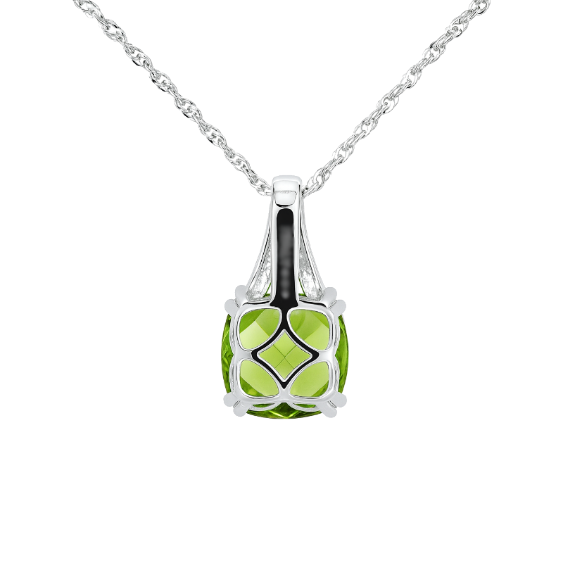 Vivid Peridot Diamond Pendant 14K White Gold 2.29CT