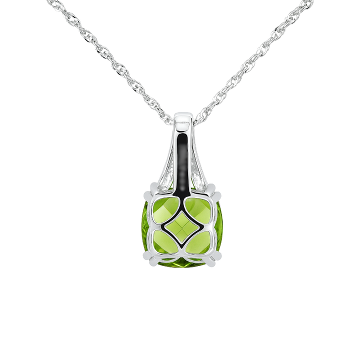 Vivid Peridot Diamond Pendant 14K White Gold 2.29CT
