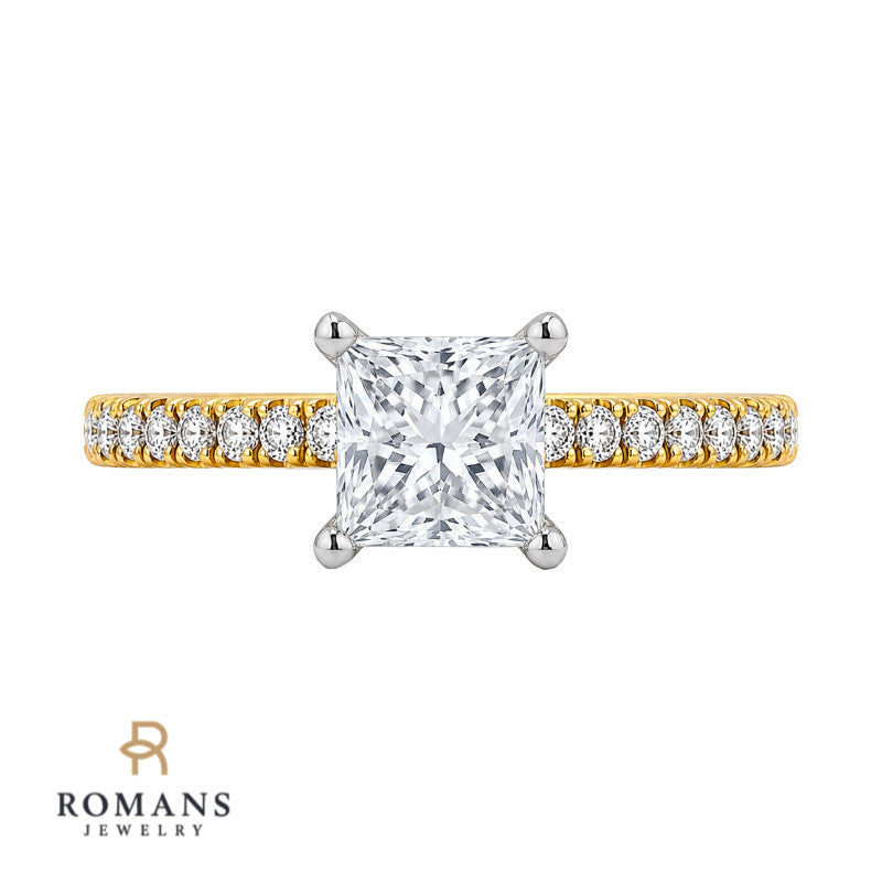 Pave Diamond Engagement Ring Setting 14K Yellow Gold .20CTW
