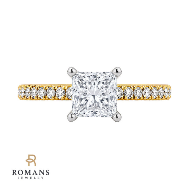 Pave Diamond Engagement Ring Setting 14K Yellow Gold .20CTW