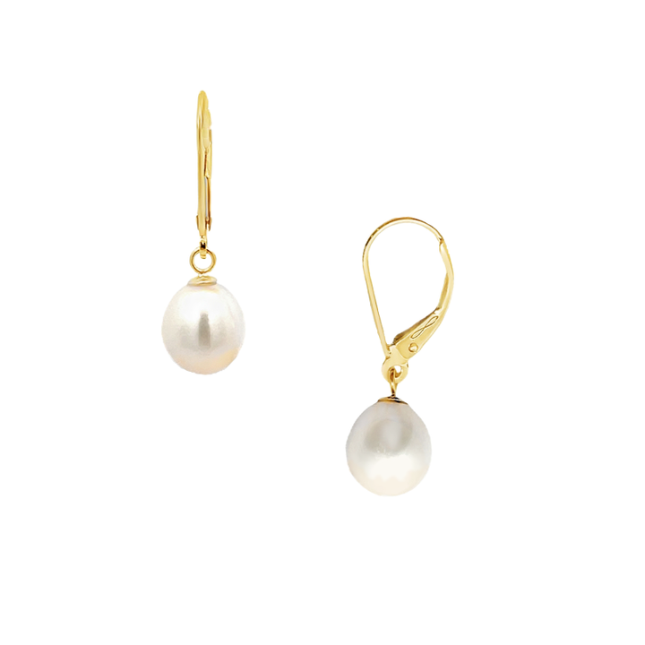 Cultured Freshwater Pearl Dangle Earrings 14K Yellow Gold