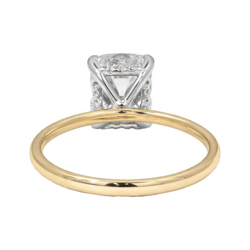 Covenant Hidden Halo 3.87CT Old Mine Cushion Lab Diamond 14K Two Tone
