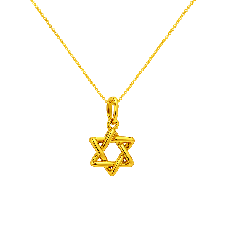 Star of David Diamond Pendant 18K Yellow Gold .07CTW