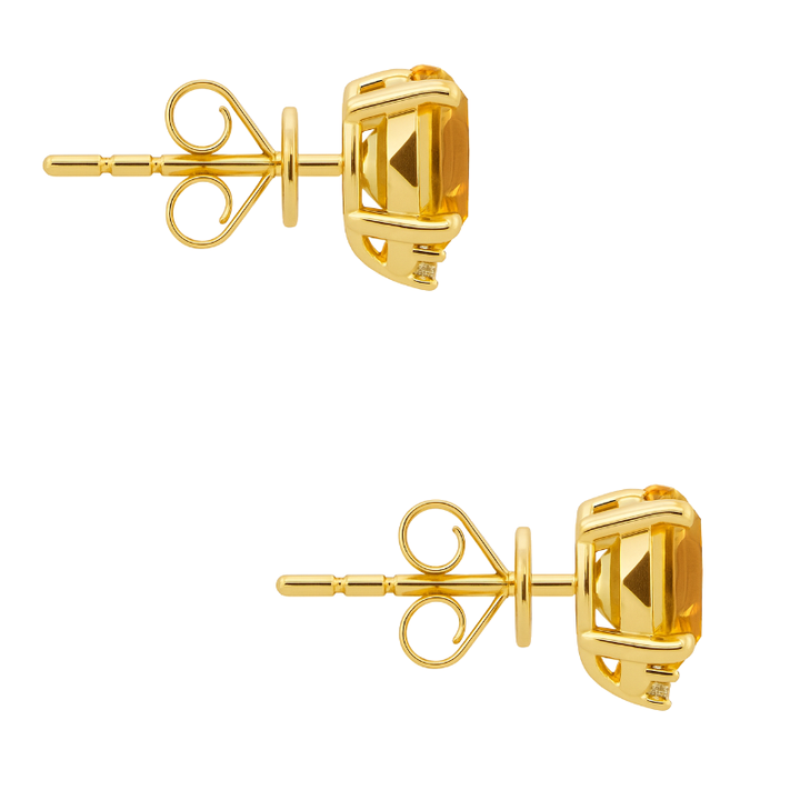 Classic Citrine Diamond Stud Earrings 14K Yellow Gold 1.30CTW