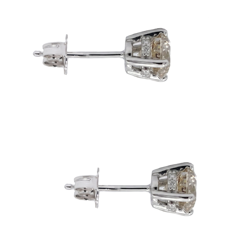 Round Diamond 1.50CTW Natural Hidden Halo Studs 14K White Gold