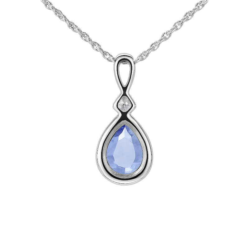 Modern Tanzanite Diamond Swirl Pendant in 14K White Gold .65CT