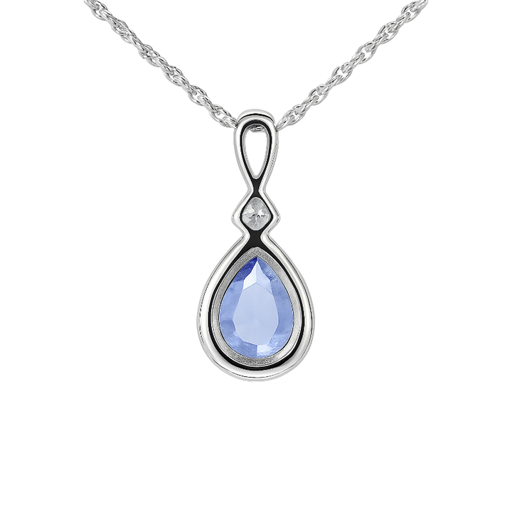 Modern Tanzanite Diamond Swirl Pendant in 14K White Gold .65CT