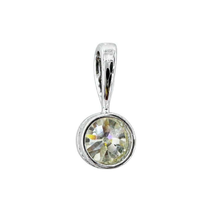 Old Mine Cut Diamond Pendant 0.74CT Bezel Set 14K White Gold