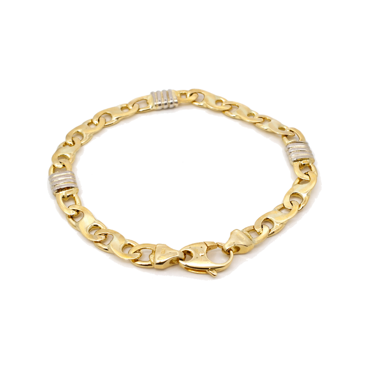 Mens Link Bracelet 14K Two Tone 8.25"