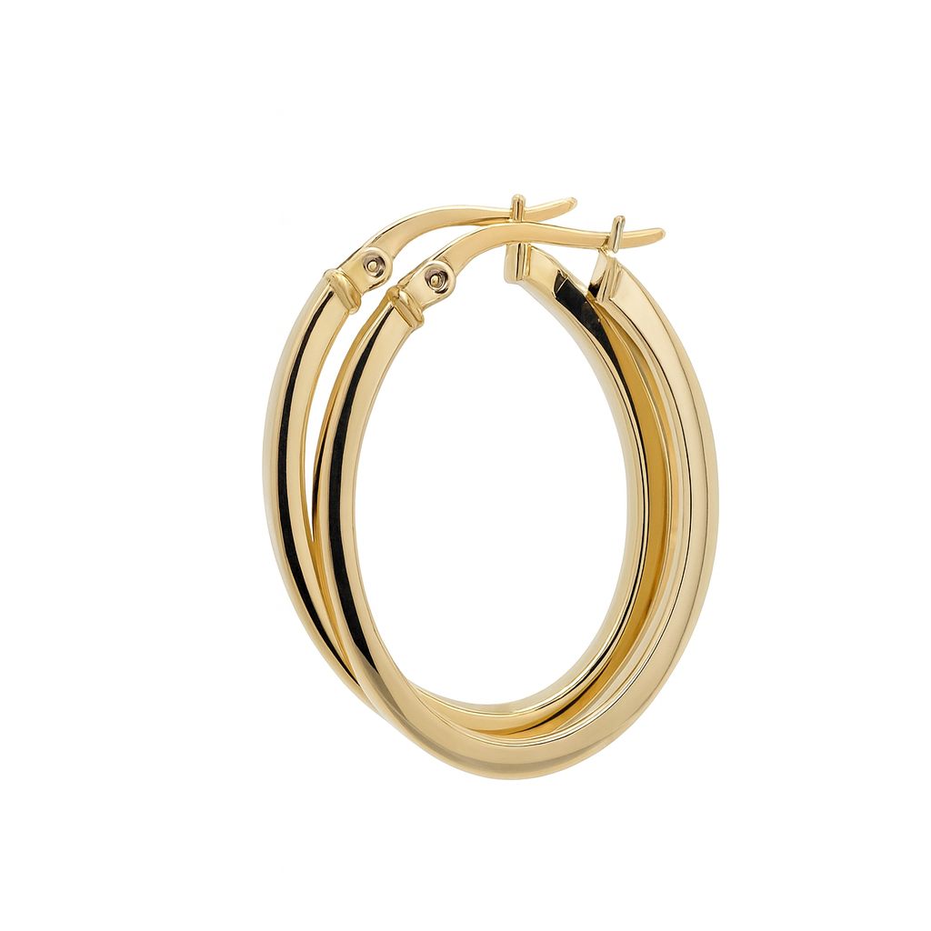 Hollow Oval Hoops 14K Yellow Gold