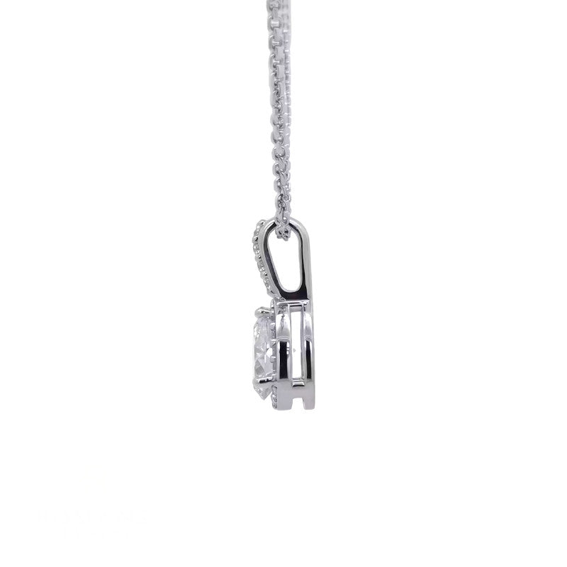 Pear Cut Diamond Halo Pendant 0.34CT 14K White Gold GIA