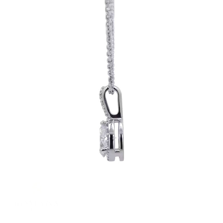 Pear Cut Diamond Halo Pendant 0.34CT 14K White Gold GIA