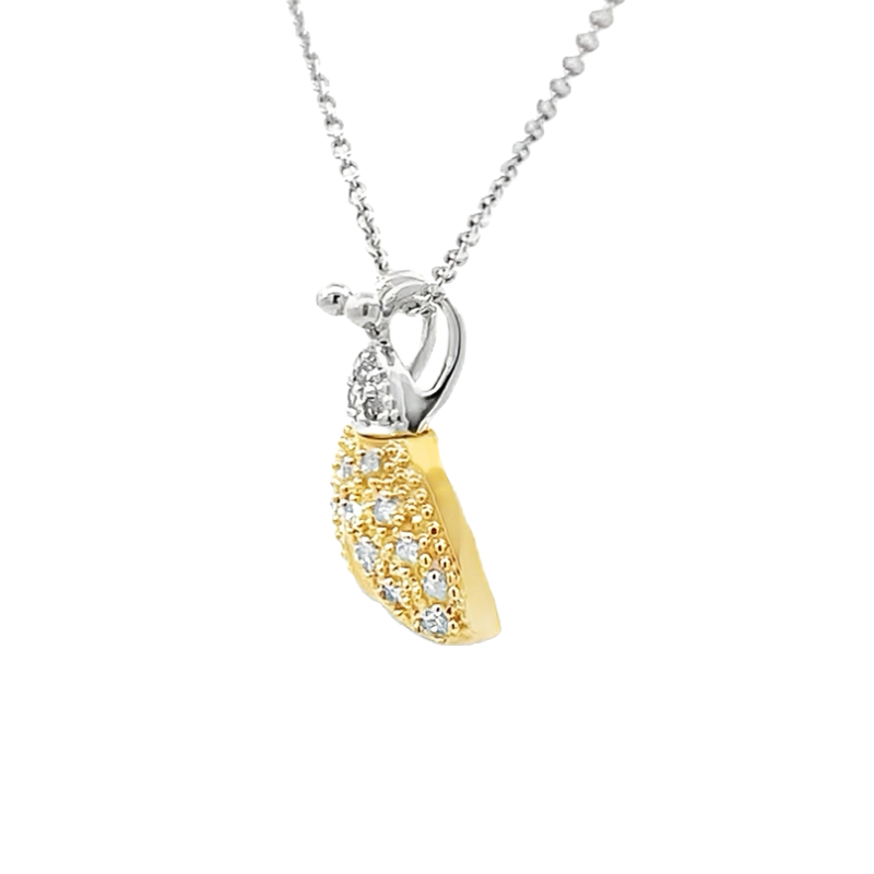 14K Two Tone Gold LadyBug Diamond Pendant