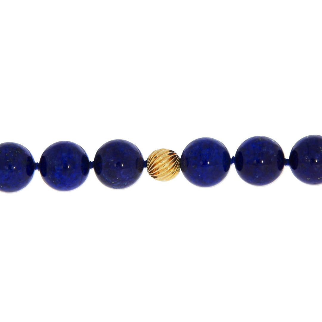 Lapis Lazuli & Gold Bead Necklace 14K Yellow Gold