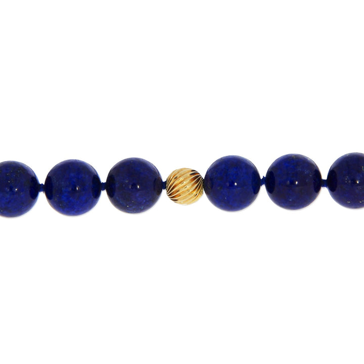 Lapis Lazuli & Gold Bead Necklace 14K Yellow Gold