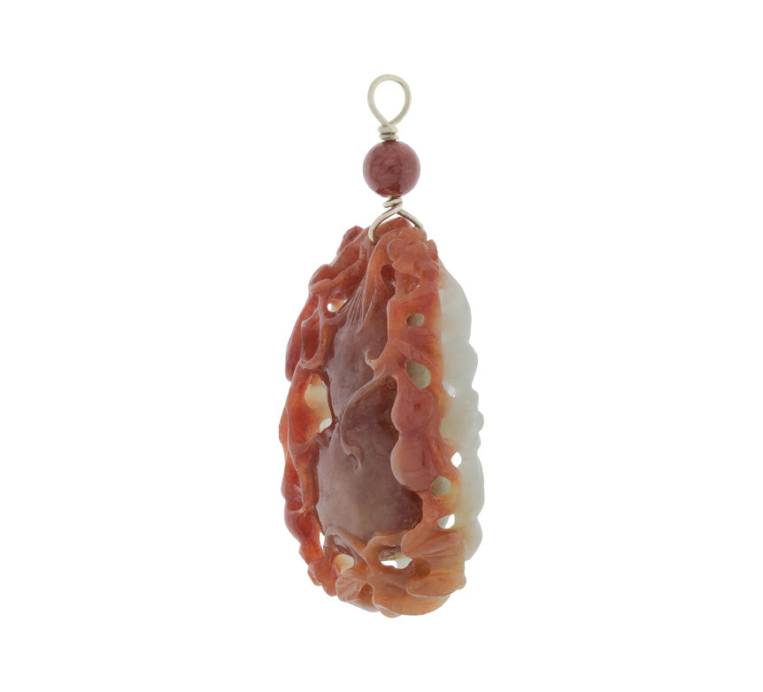 Multi-Color Jade Pendant Necklace 14K Yellow Gold