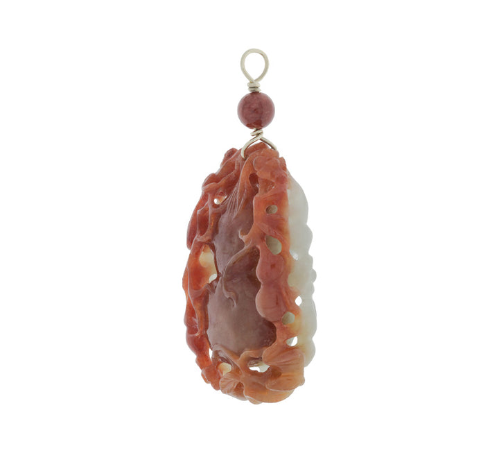 Multi-Color Jade Pendant Necklace 14K Yellow Gold
