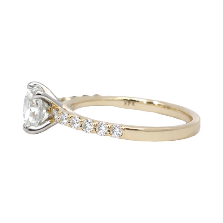 Aurelian Half Coverage Diamond 1.30CT Old European Natural Diamond Ring 14K Yellow Gold