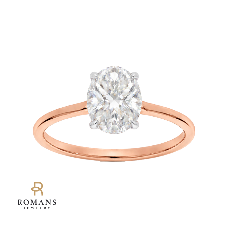 Covenant Hidden Halo Oval Engagement Ring 14K Two Tone