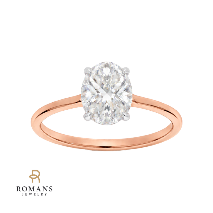 Covenant Hidden Halo Oval Engagement Ring 14K Two Tone