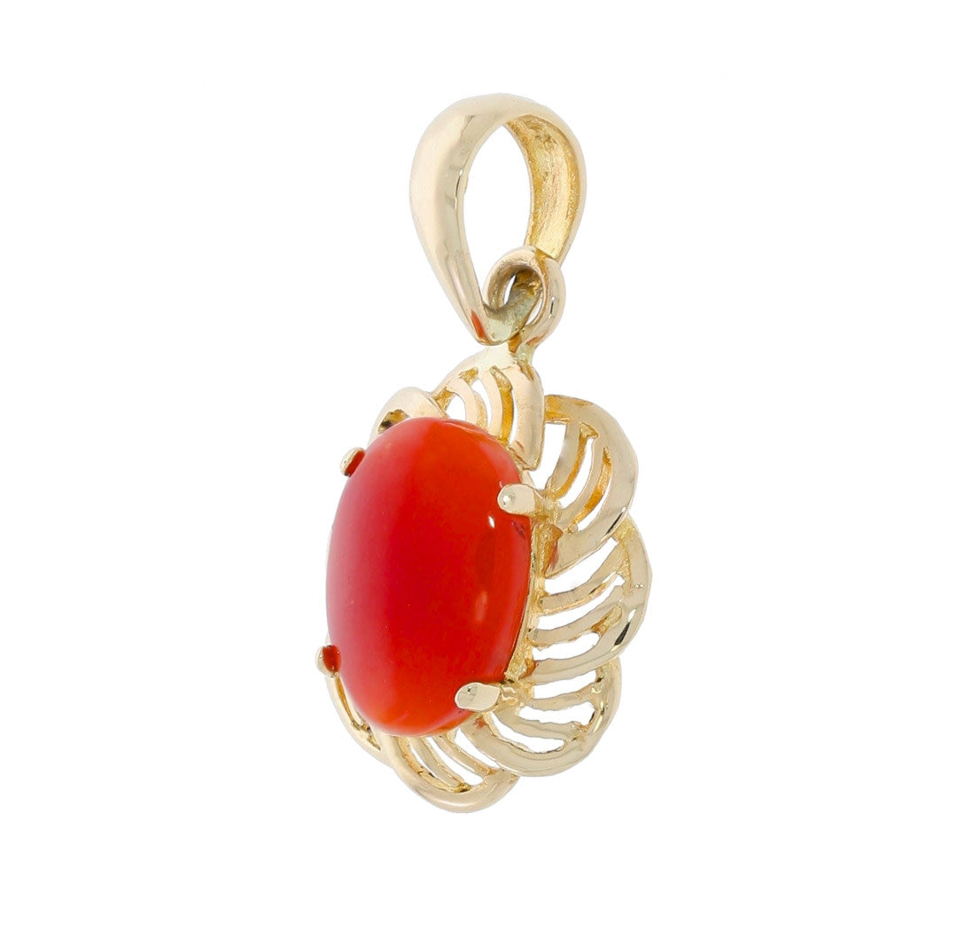 Carnelian Pendant 14K Yellow Gold