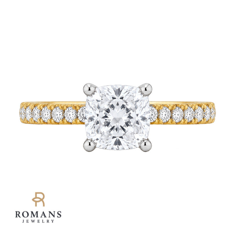 Pave Diamond Engagement Ring Setting 14K Yellow Gold .20CTW
